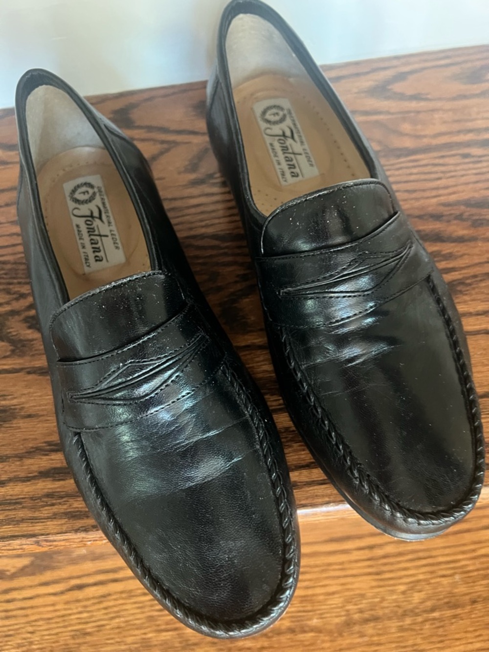 Florsheim Black Leather Slip-On Penny Loafers